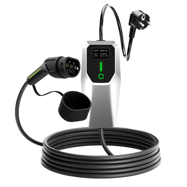 QSTEV-AI-PO: Portable 3.68 kW EV Charger with LCD Display