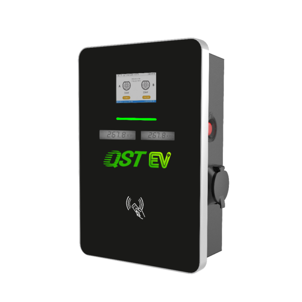 QSTEV-AI-CDDS EU Public Series Dual EV Charger Wallbox 14KW/22KW/44KW with Sockets and Mid Meter Displaypy) - Image 2