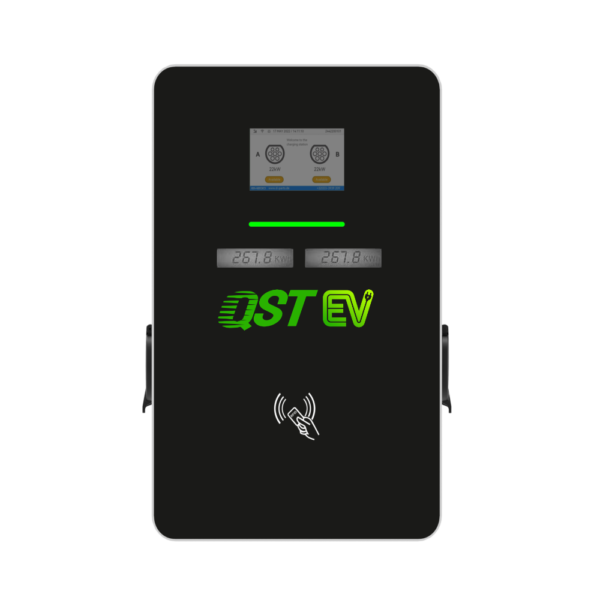 QSTEV-AI-CDDS EU Public Series Dual EV Charger Wallbox 14KW/22KW/44KW with Sockets and Mid Meter Displaypy)